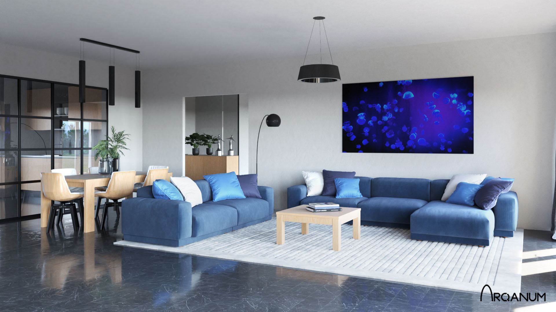 Two residential buildings in Valencia, living room